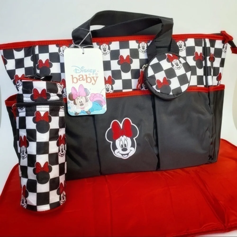 Disney Minnie Mickey Mouse Diaper Bag Gift Set - Picture 1 of 14